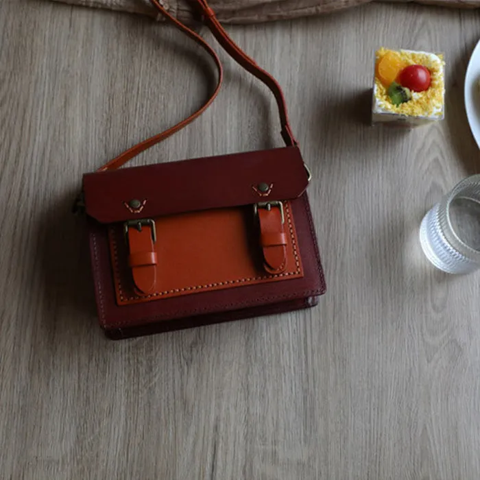 Vintage Women's Genuine Leather Crossbody Satchel Purse Handbags For Women