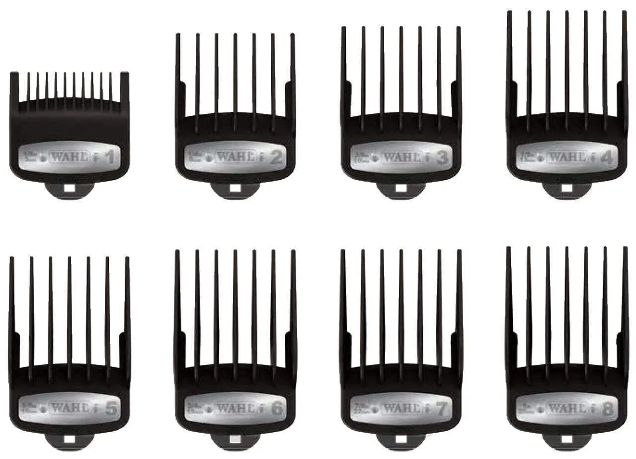 Wahl premium cutting guides with metal clip - 8 guides with organizer
