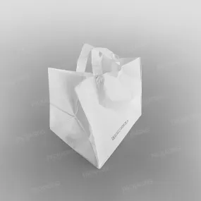 White Premium Plastic Carrier Bag, Soft Loop   Flat Bottom