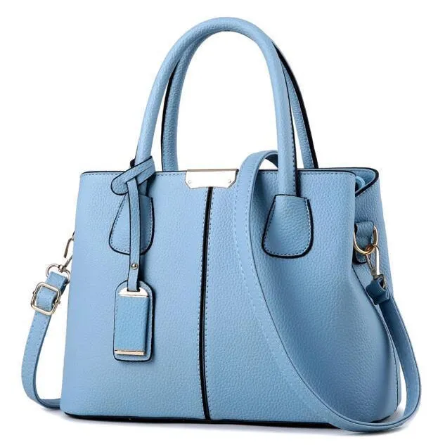 Women Black Tote Messenger Faux-Leather Handbag with Stylish Design Lookbook