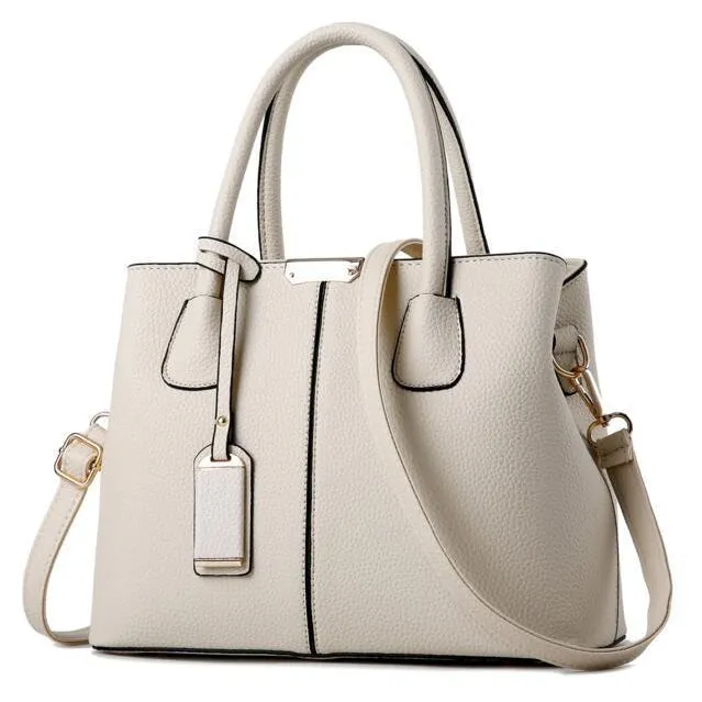 Women Black Tote Messenger Faux-Leather Handbag with Stylish Design Lookbook