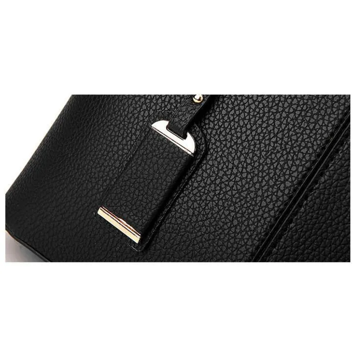 Women Black Tote Messenger Faux-Leather Handbag with Stylish Design Lookbook