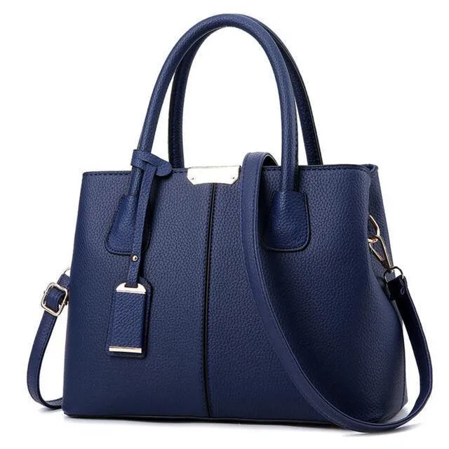 Women Black Tote Messenger Faux-Leather Handbag with Stylish Design Lookbook