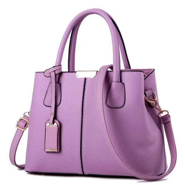 Women Black Tote Messenger Faux-Leather Handbag with Stylish Design Lookbook