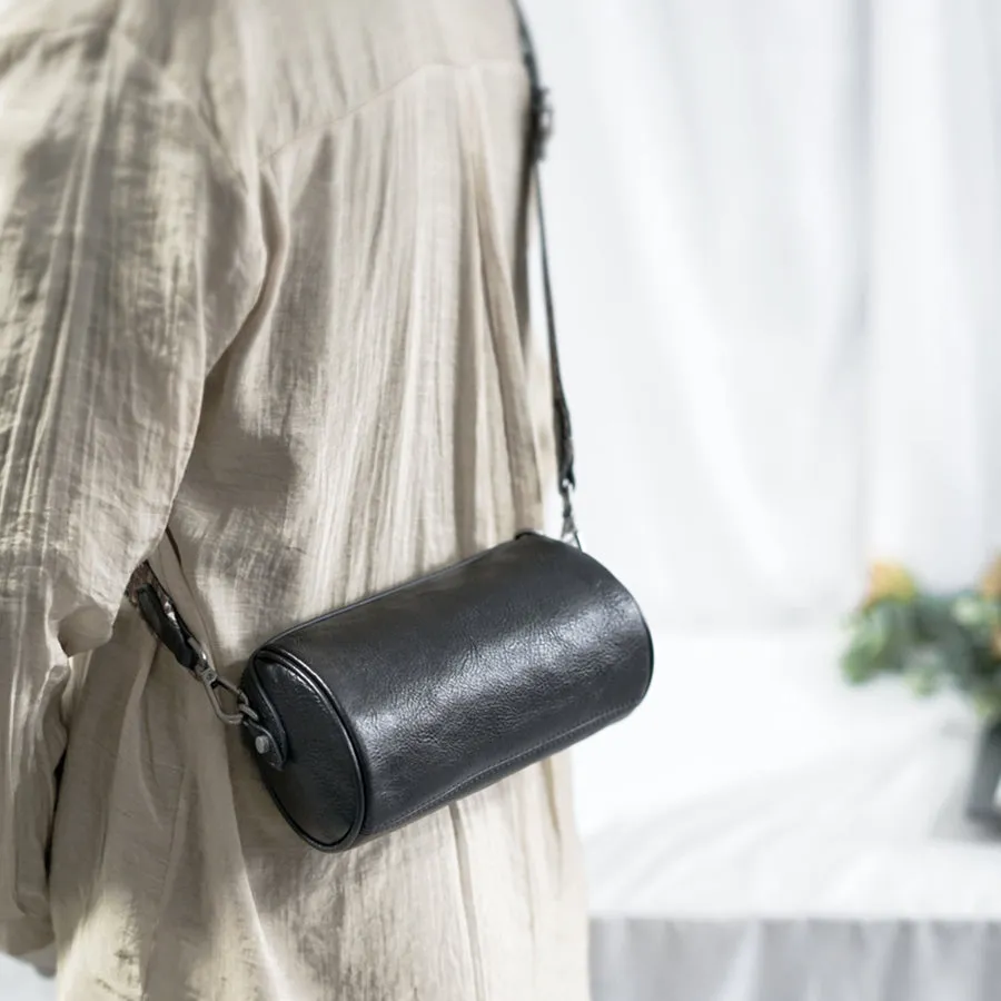 Womens Small Black Leather Shoulder Bag Crossbody Sling Bag For Women