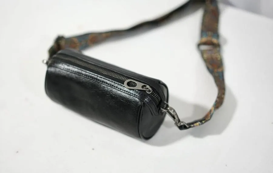 Womens Small Black Leather Shoulder Bag Crossbody Sling Bag For Women