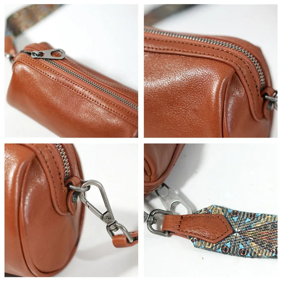 Womens Small Black Leather Shoulder Bag Crossbody Sling Bag For Women