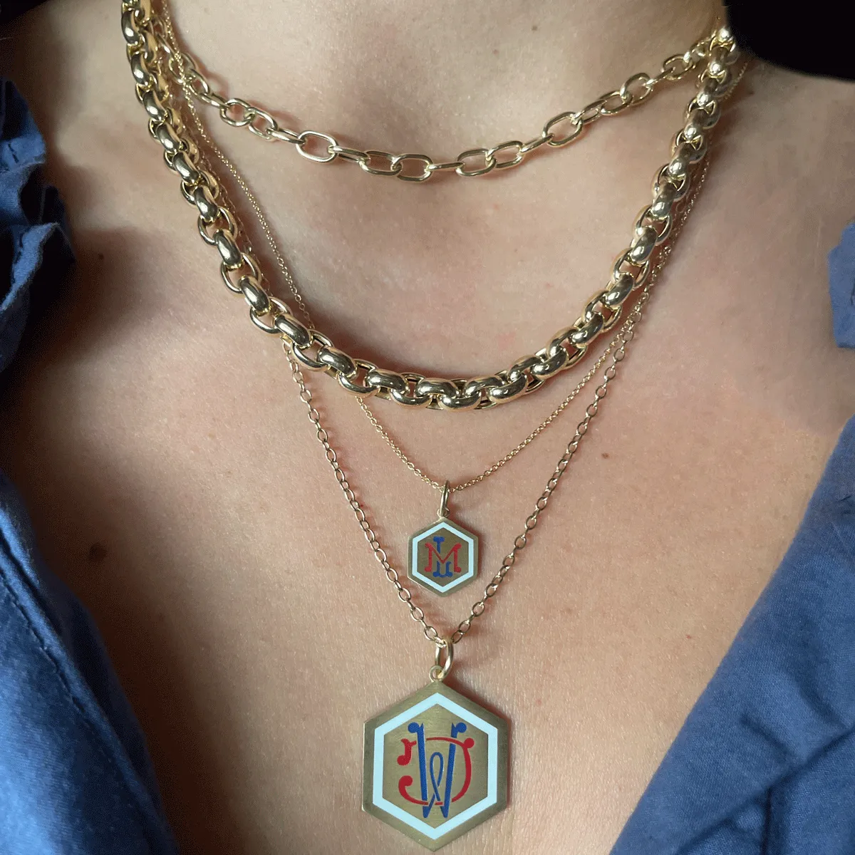 XL Custom Enamel Intertwined Initials Necklace
