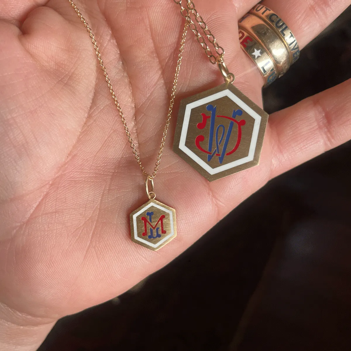 XL Custom Enamel Intertwined Initials Necklace