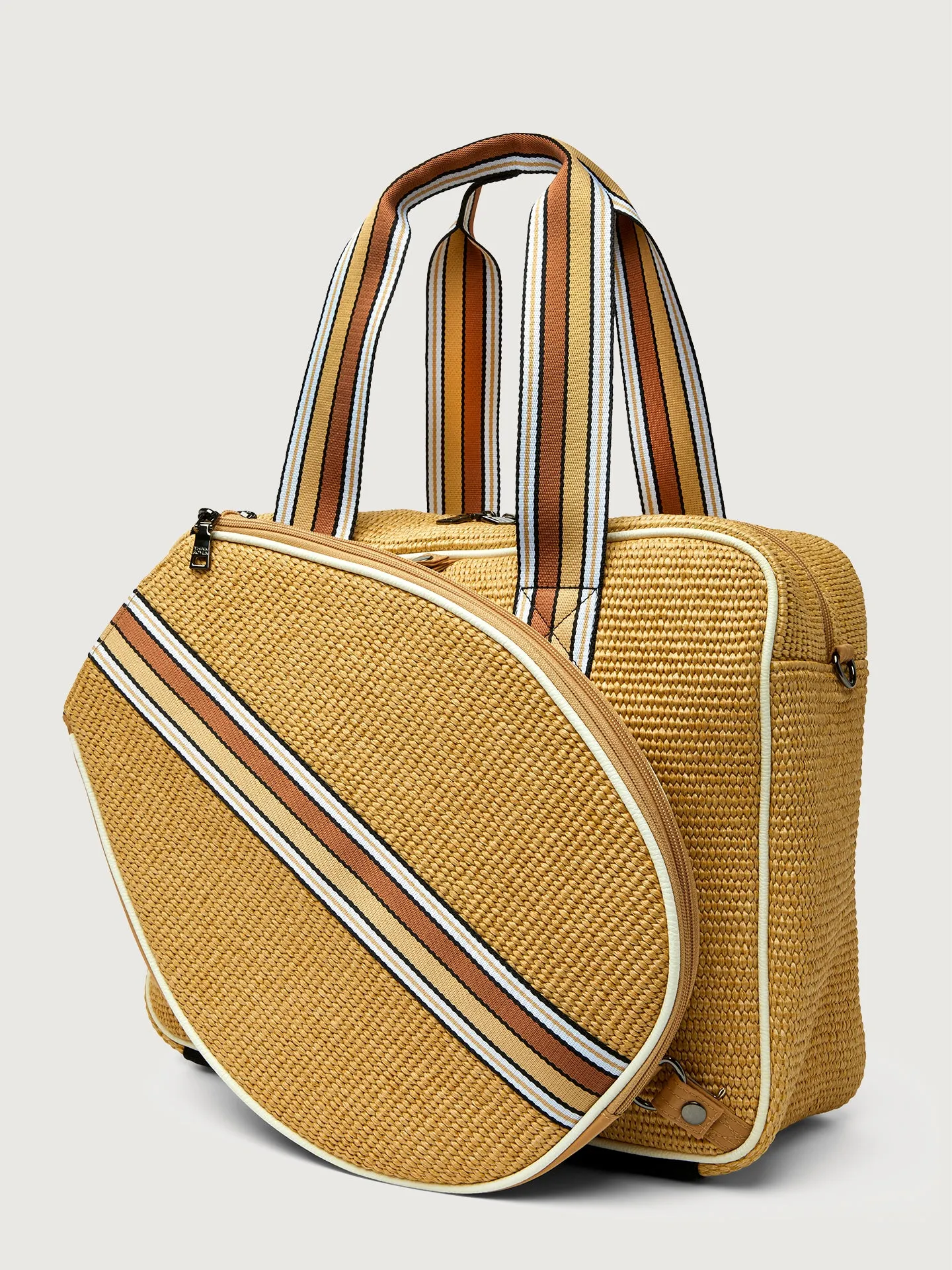 You Are The Champion Tennis Bag - Dune Rafia/ White/ Dark Neutral Dune
